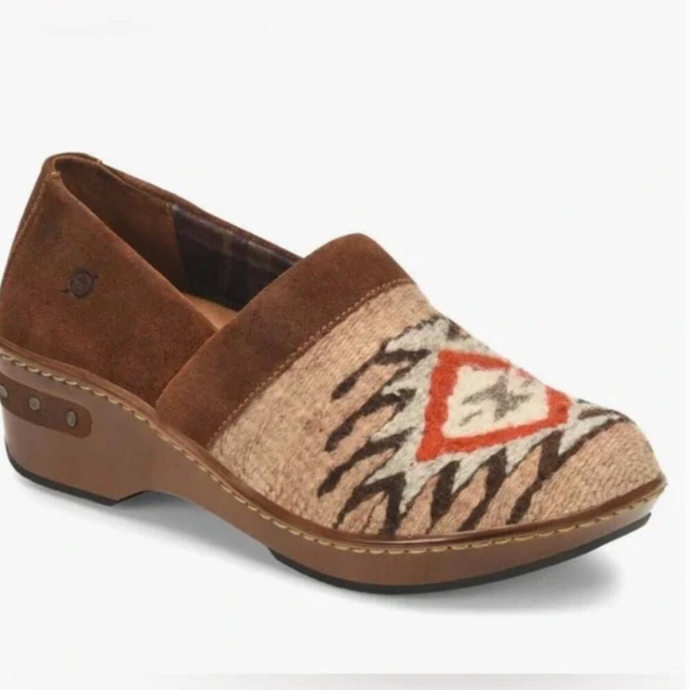 Born Bailie Woven Wool Aztec Leather Clogs Size‎ 6.5 Southwest